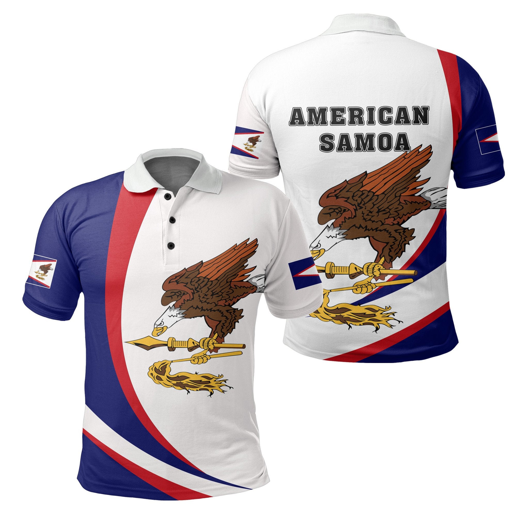 American Samoan Polo Shirt Arch Style Unisex White - Polynesian Pride