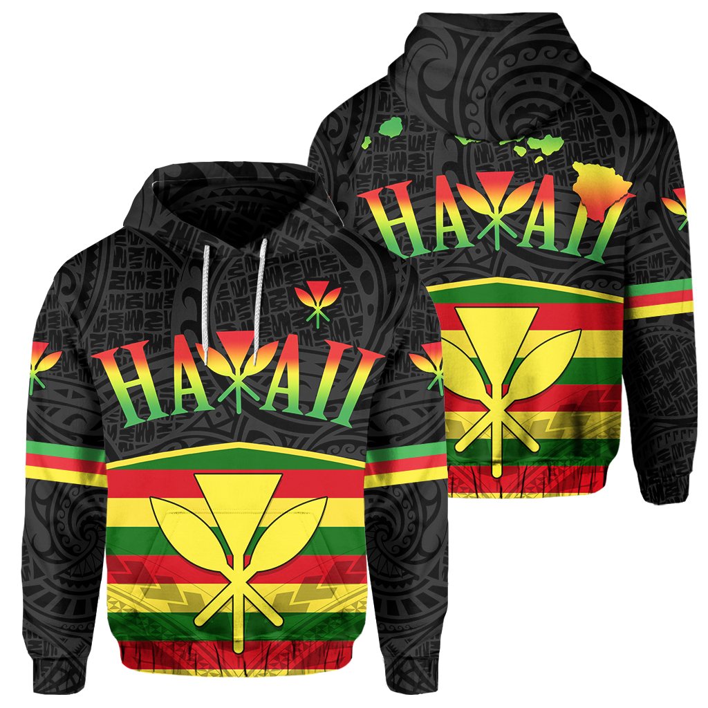 Kanaka Maoli Hoodie 3CL AH Unisex Black - Polynesian Pride