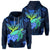 Hawaii Turtle Hibiscus Polynesian Hoodie Jade Stone AH Unisex Blue - Polynesian Pride