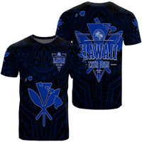 Kanaka Map Polynesian T Shirt Blue Heart AH Unisex Black - Polynesian Pride