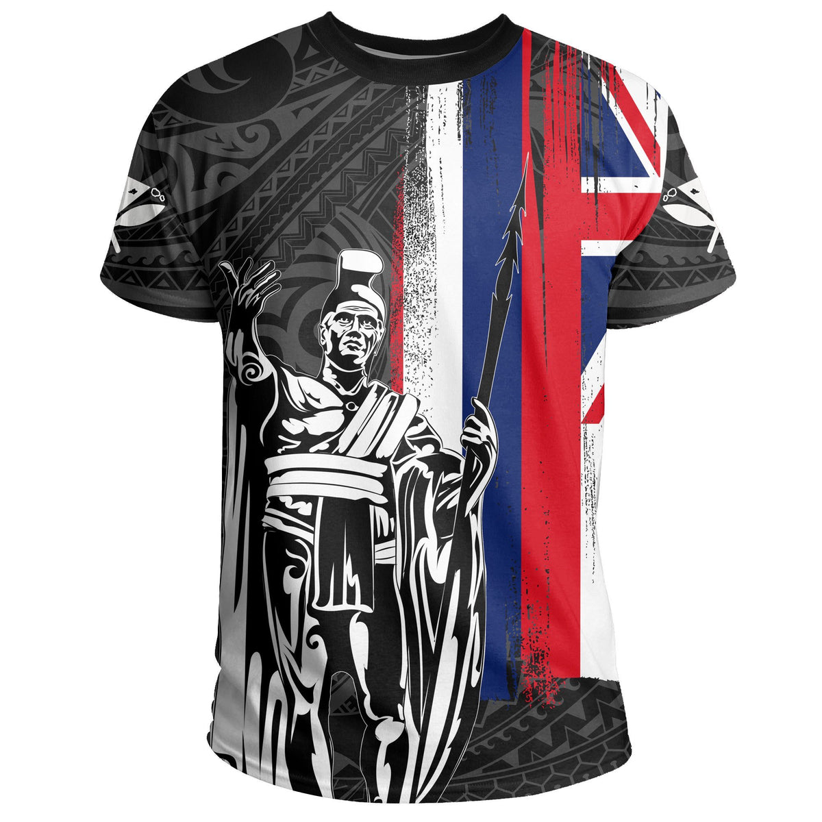 Hawaii King Flag Polynesian T Shirt White - Polynesian Pride