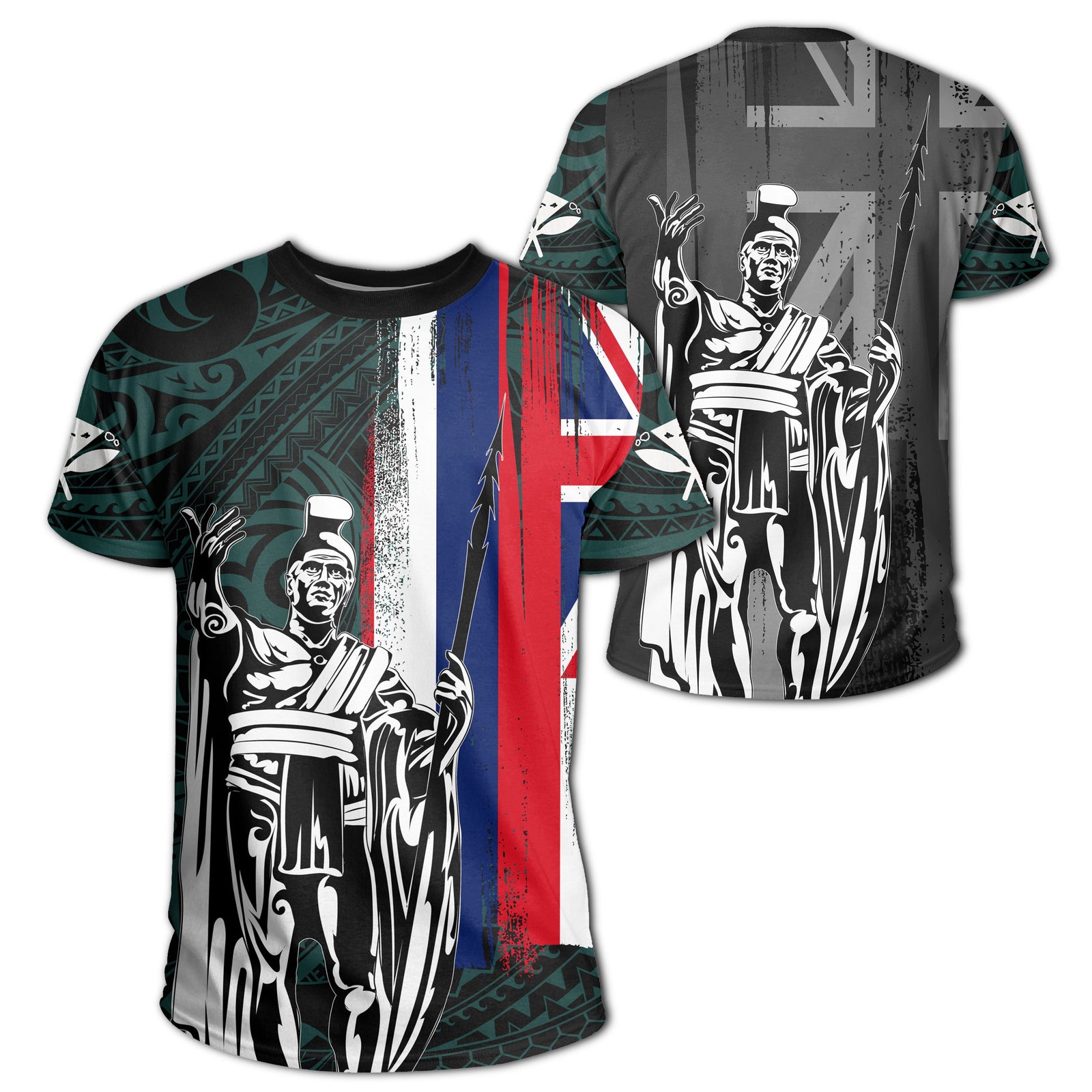 Hawaii King Flag Polynesian T Shirt Turquoise Unisex Turquoise - Polynesian Pride