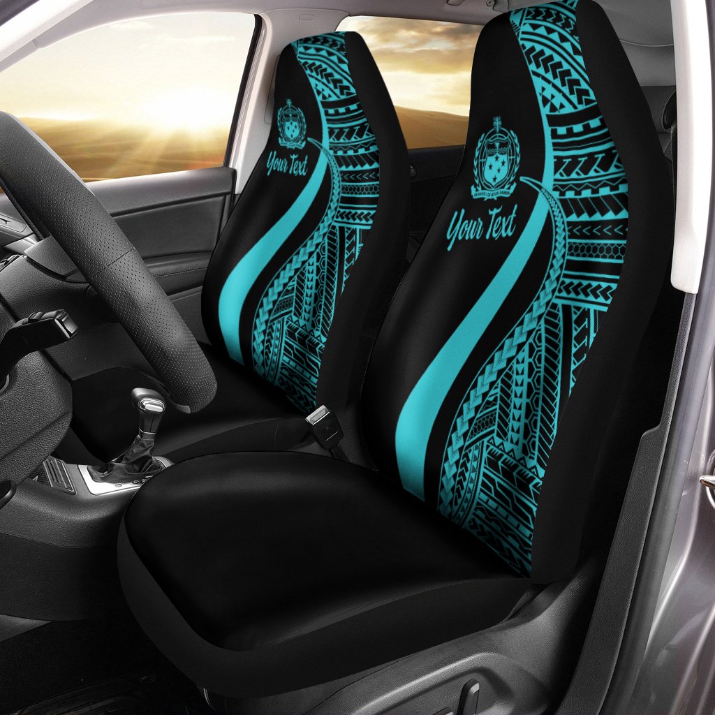 Samoa Custom Personalised Car Seat Covers - Turquoise Polynesian Tentacle Tribal Pattern Universal Fit Turquoise - Polynesian Pride