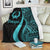 Pohnpei Premium Blanket - Turquoise Polynesian Tentacle Tribal Pattern - Polynesian Pride