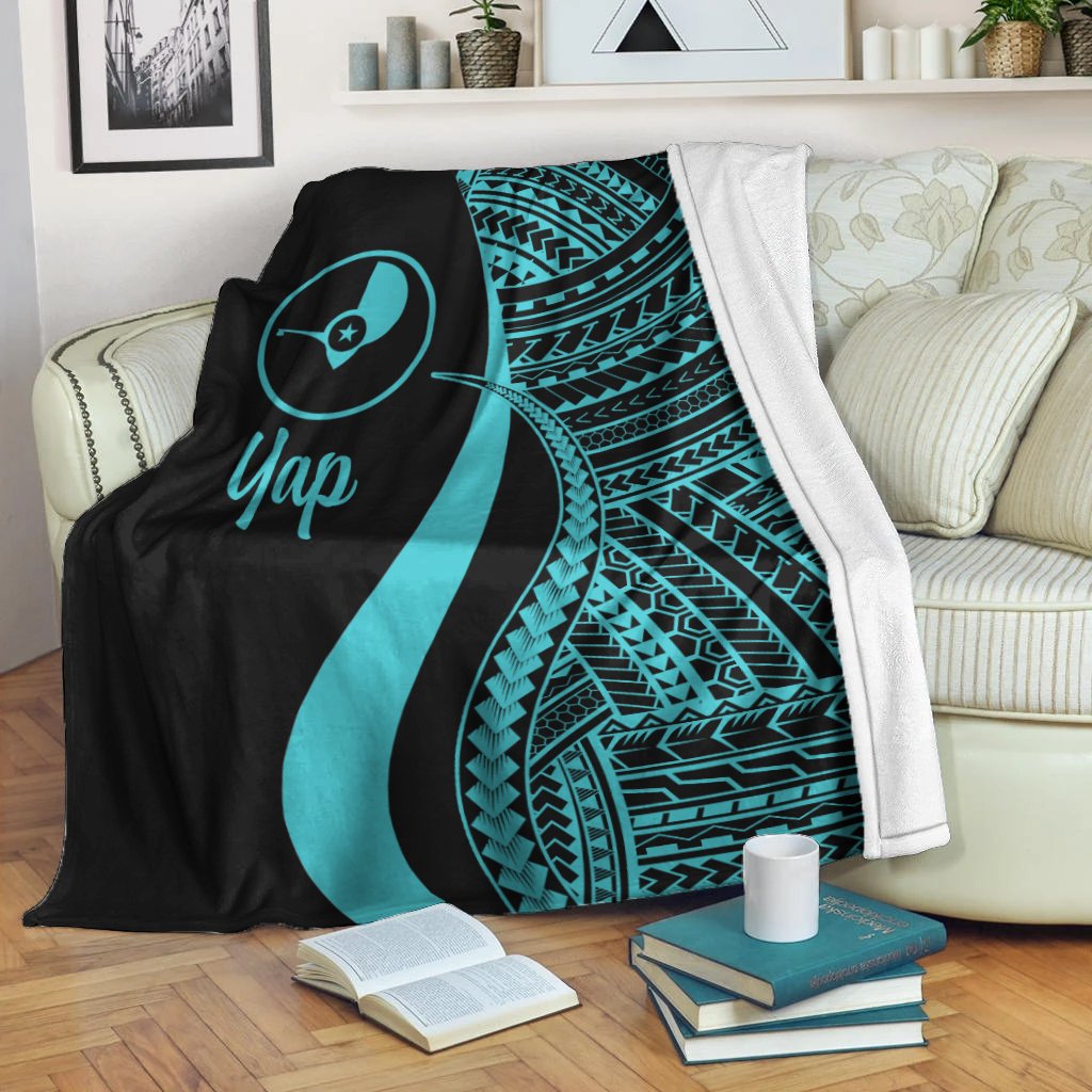 Yap Premium Blanket - Turquoise Polynesian Tentacle Tribal Pattern - Polynesian Pride