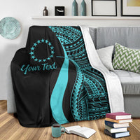 Cook Islands Custom Personalised Premium Blanket - Turquoise Polynesian Tentacle Tribal Pattern - Polynesian Pride