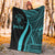 Niue Custom Personalised Premium Blanket - Turquoise Polynesian Tentacle Tribal Pattern - Polynesian Pride