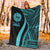 Tahiti Premium Blanket - Turquoise Polynesian Tentacle Tribal Pattern - Polynesian Pride