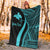 Papua New Guinea Custom Personalised Premium Blanket - Turquoise Polynesian Tentacle Tribal Pattern - Polynesian Pride