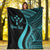 Kosrae Custom Personalised Premium Blanket - Turquoise Polynesian Tentacle Tribal Pattern - Polynesian Pride