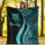 Tuvalu Custom Personalised Premium Blanket - Turquoise Polynesian Tentacle Tribal Pattern - Polynesian Pride