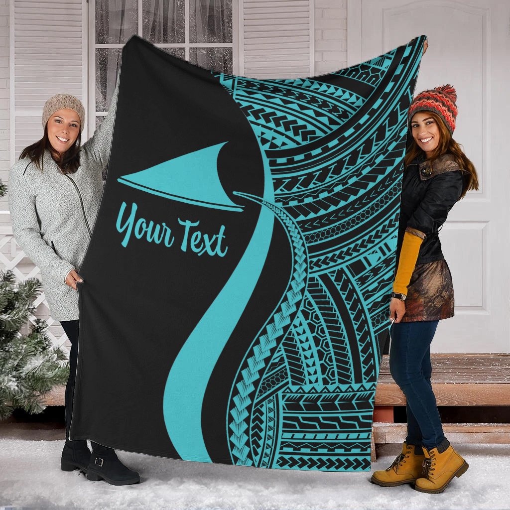 Tokelau Custom Personalised Premium Blanket - Turquoise Polynesian Tentacle Tribal Pattern White - Polynesian Pride