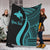 Papua New Guinea Custom Personalised Premium Blanket - Turquoise Polynesian Tentacle Tribal Pattern White - Polynesian Pride