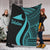 Tokelau Premium Blanket - Turquoise Polynesian Tentacle Tribal Pattern White - Polynesian Pride