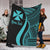 Wallis And Futuna Custom Personalised Premium Blanket - Turquoise Polynesian Tentacle Tribal Pattern White - Polynesian Pride