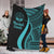 Marshall Islands Premium Blanket - Turquoise Polynesian Tentacle Tribal Pattern Crest White - Polynesian Pride