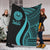 Tahiti Premium Blanket - Turquoise Polynesian Tentacle Tribal Pattern White - Polynesian Pride