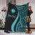 Marshall Islands Custom Personalised Premium Blanket - Turquoise Polynesian Tentacle Tribal Pattern White - Polynesian Pride