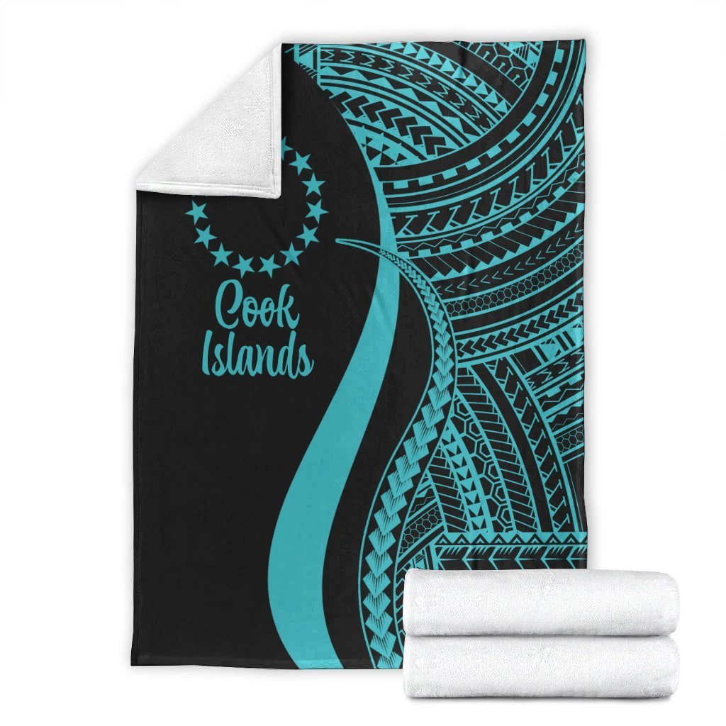 Cook Islands Premium Blanket - Turquoise Polynesian Tentacle Tribal Pattern - Polynesian Pride