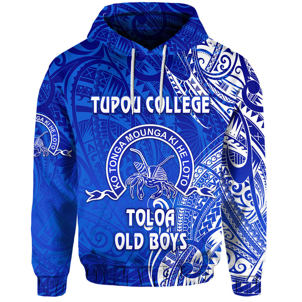 Custom Tonga Tupou College Hoodie Toloa Old Boys Simple Vibes Blue, Custom Text and Number LT8 - Polynesian Pride