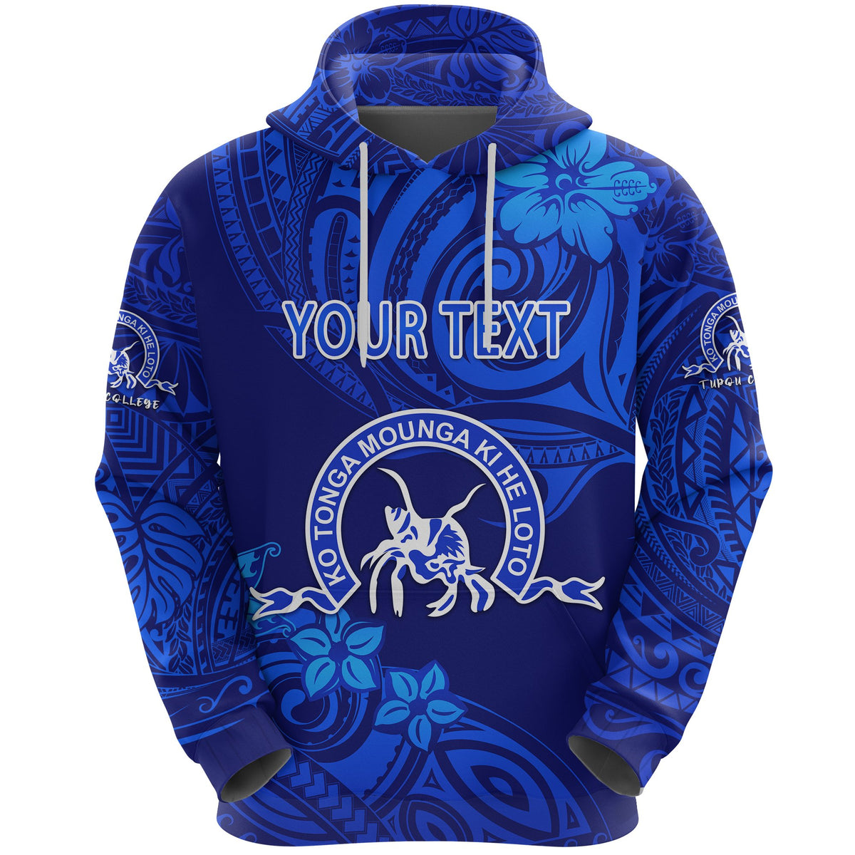 Custom Kolisi Ko Tupou College Tonga Hoodie Unique Vibes Full Blue - Polynesian Pride