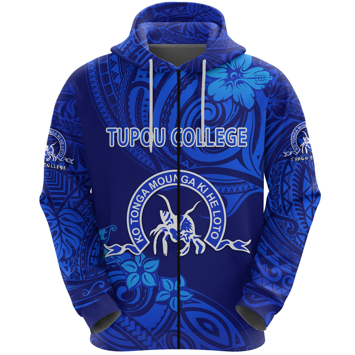 Kolisi Ko Tupou College Tonga Zip Hoodie Unique Vibes Full Blue - Polynesian Pride