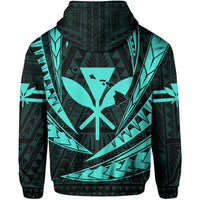 Polynesian Kakau Kanaka Maoli Map Hawaii Hoodie Turquoise - Polynesian Pride