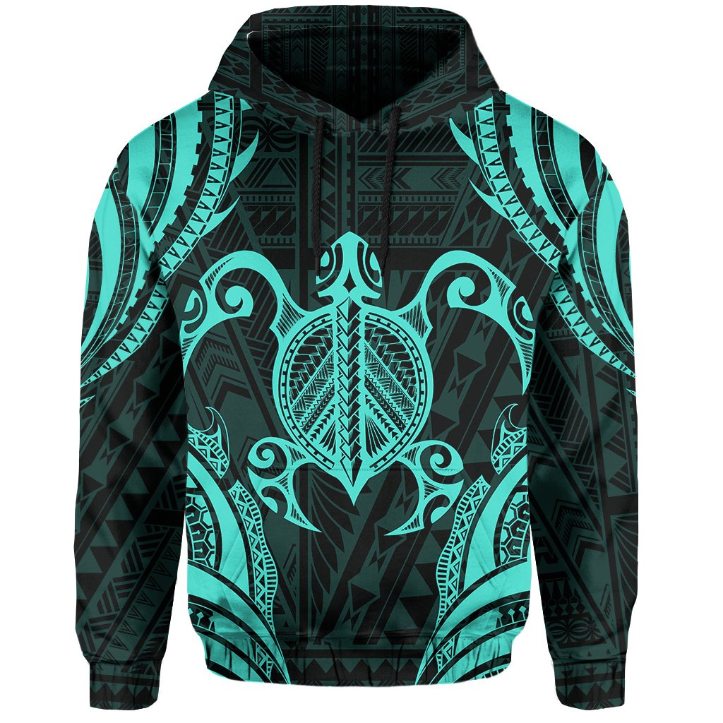 Polynesian Turtle Kanaka Maoli Hawaii Hoodie Turquoise - Polynesian Pride