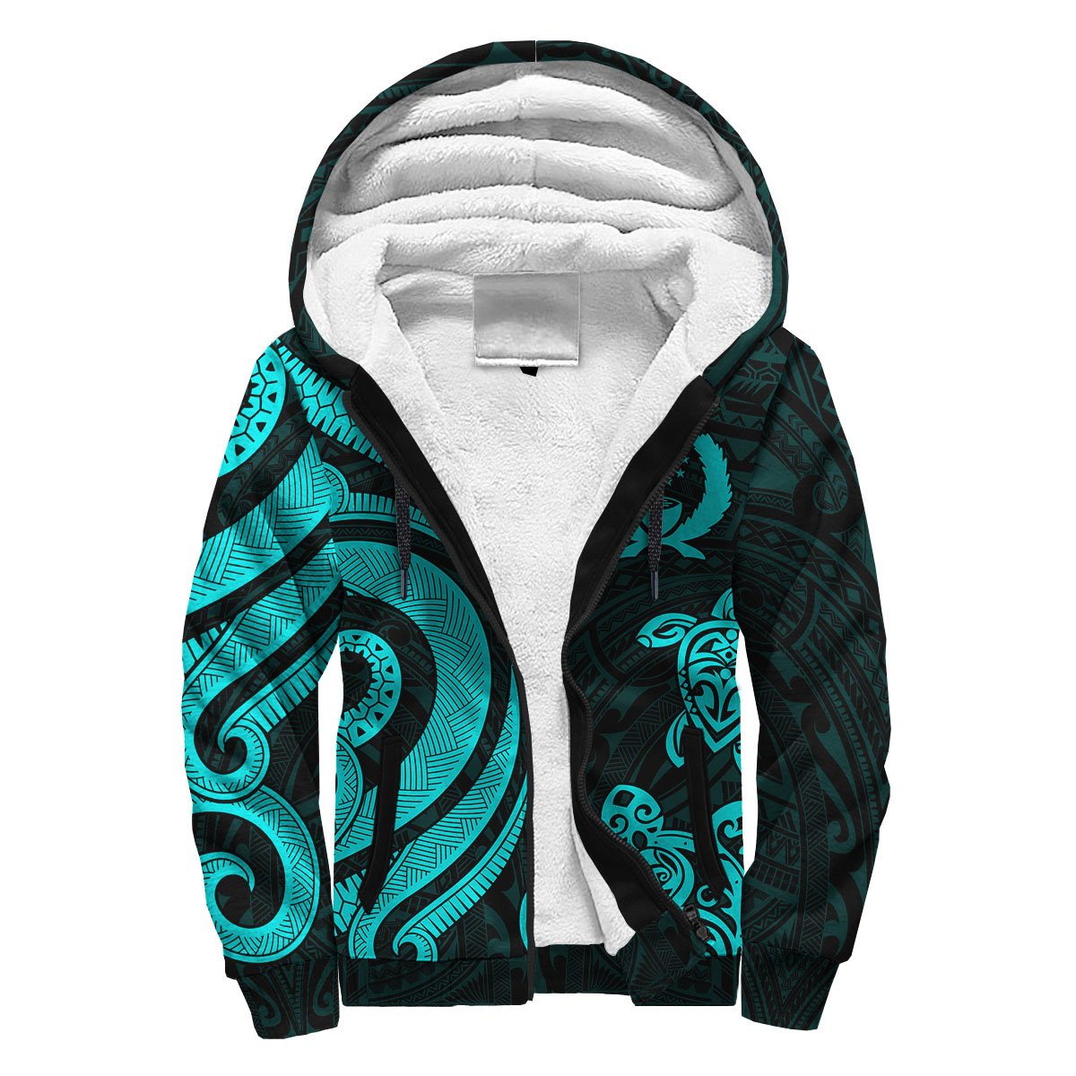 Pohnpei Sherpa Hoodie - Turquoise Tentacle Turtle Turquoise - Polynesian Pride