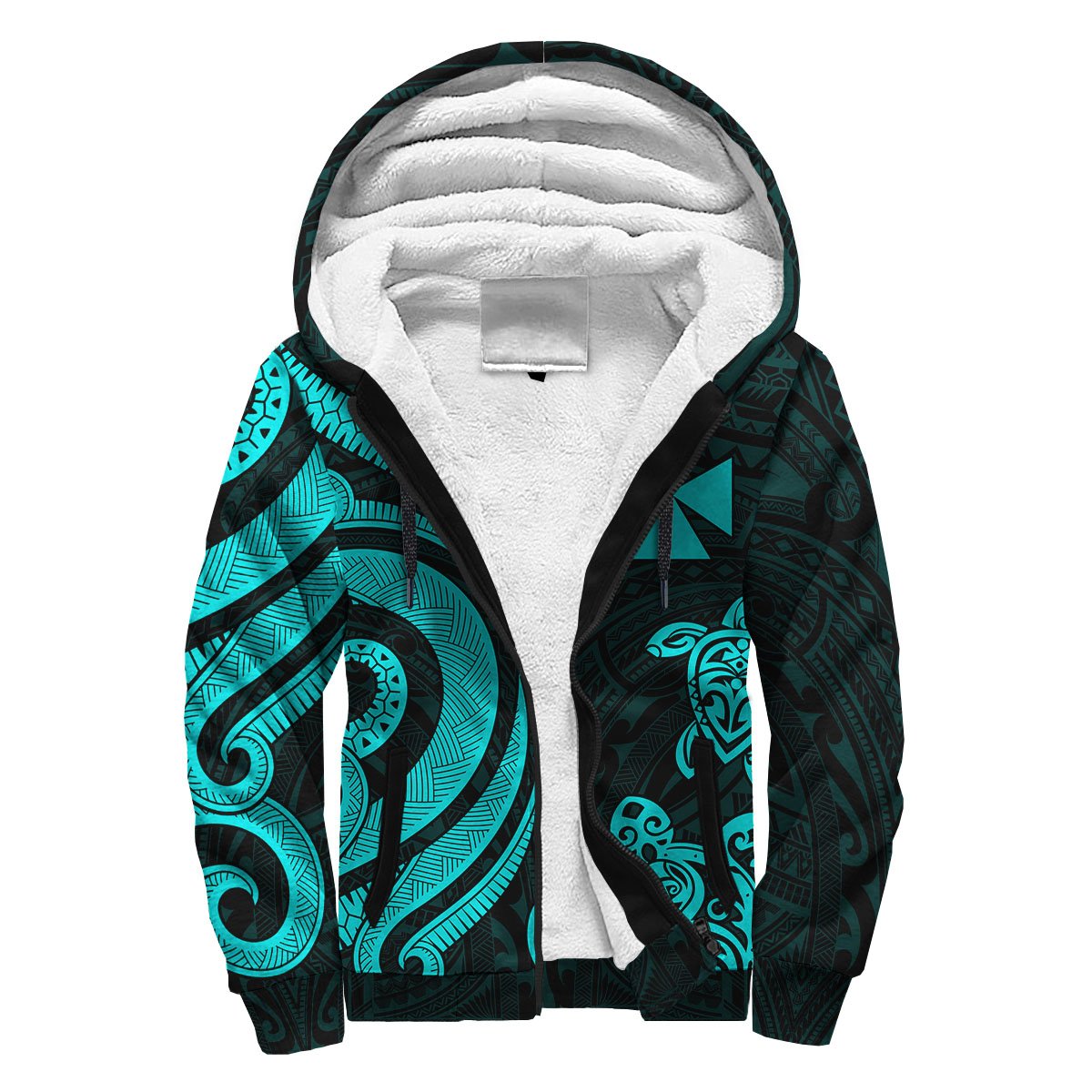 Wallis and Futuna Sherpa Hoodie - Turquoise Tentacle Turtle Turquoise - Polynesian Pride