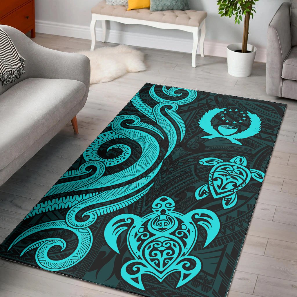 Pohnpei Area Rug - Turquoise Tentacle Turtle Turquoise - Polynesian Pride