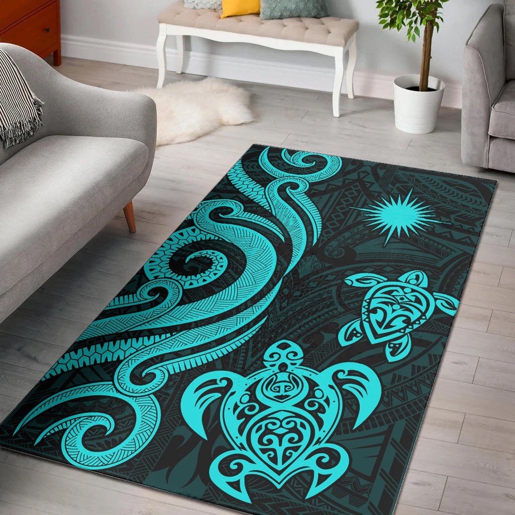 Marshall Islands Area Rug - Turquoise Tentacle Turtle Turquoise - Polynesian Pride