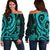 Federated States of Micronesia Women's Off Shoulder Sweater - Turquoise Tentacle Turtle Turquoise - Polynesian Pride