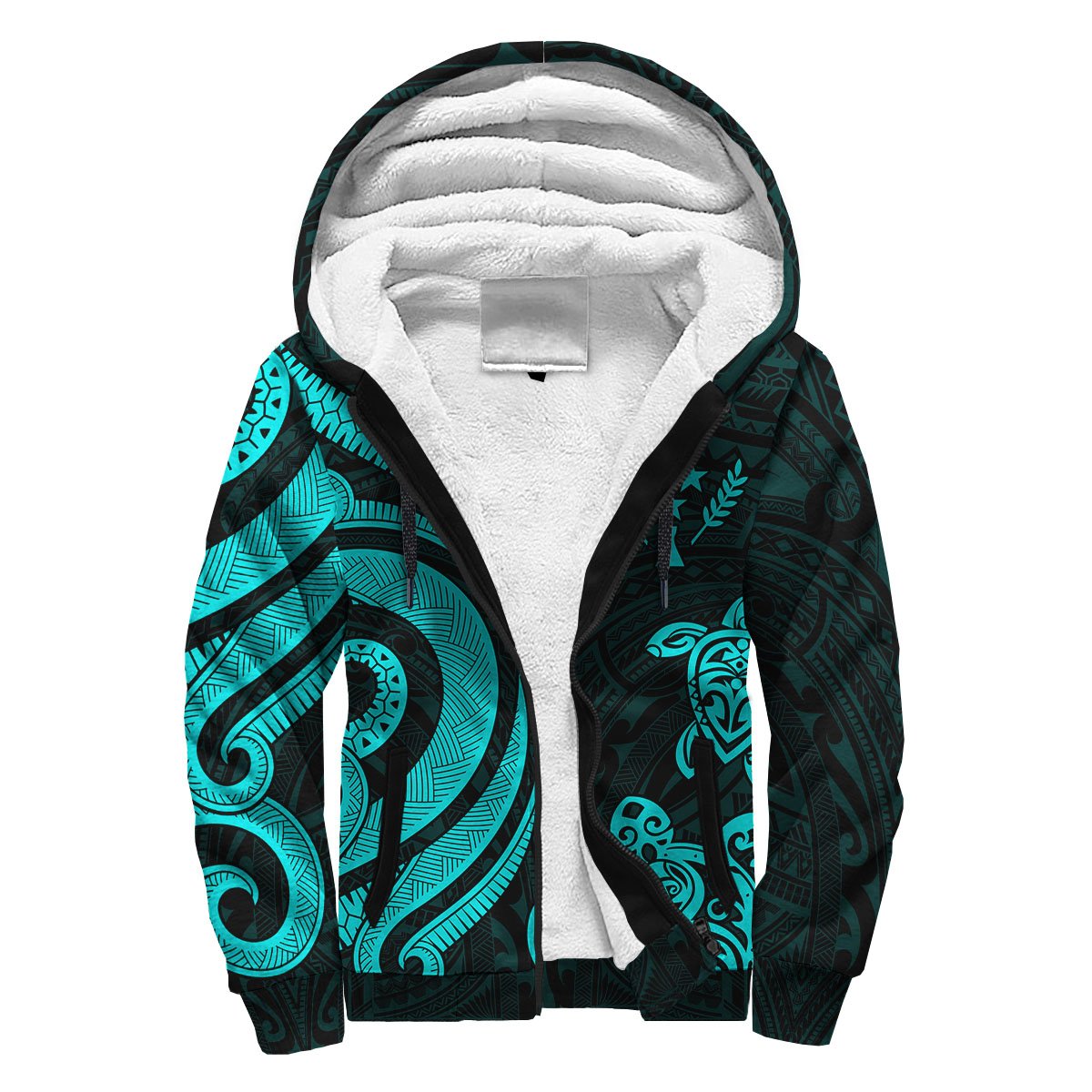 Kosrae Sherpa Hoodie - Turquoise Tentacle Turtle Turquoise - Polynesian Pride