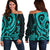 Marshall Islands Women's Off Shoulder Sweater - Turquoise Tentacle Turtle Turquoise - Polynesian Pride