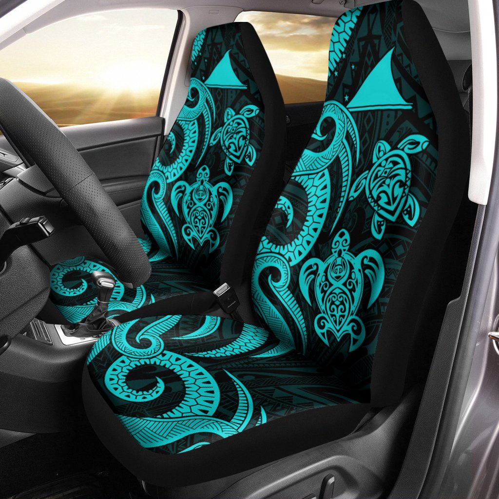 Tokelau Car Seat Covers - Turquoise Tentacle Turtle Universal Fit Turquoise - Polynesian Pride