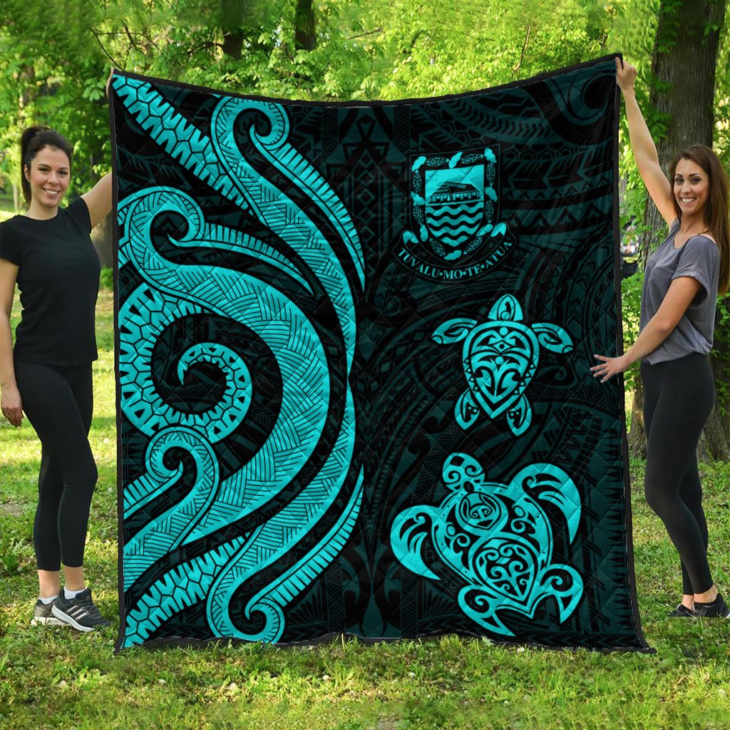 Tuvalu Premium Quilt - Turquoise Tentacle Turtle Turquoise - Polynesian Pride