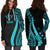 Kosrae Women's Hoodie Dress - Turquoise Polynesian Tentacle Tribal Pattern - Polynesian Pride