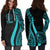 Palau Women's Hoodie Dress - Turquoise Polynesian Tentacle Tribal Pattern - Polynesian Pride