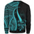 Fiji Sweatshirt - Turquoise Polynesian Tentacle Tribal Pattern Crest - Polynesian Pride