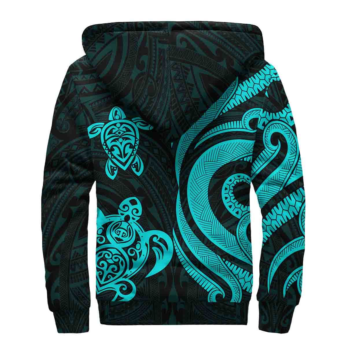 Tahiti Sherpa Hoodie - Turquoise Tentacle Turtle - Polynesian Pride