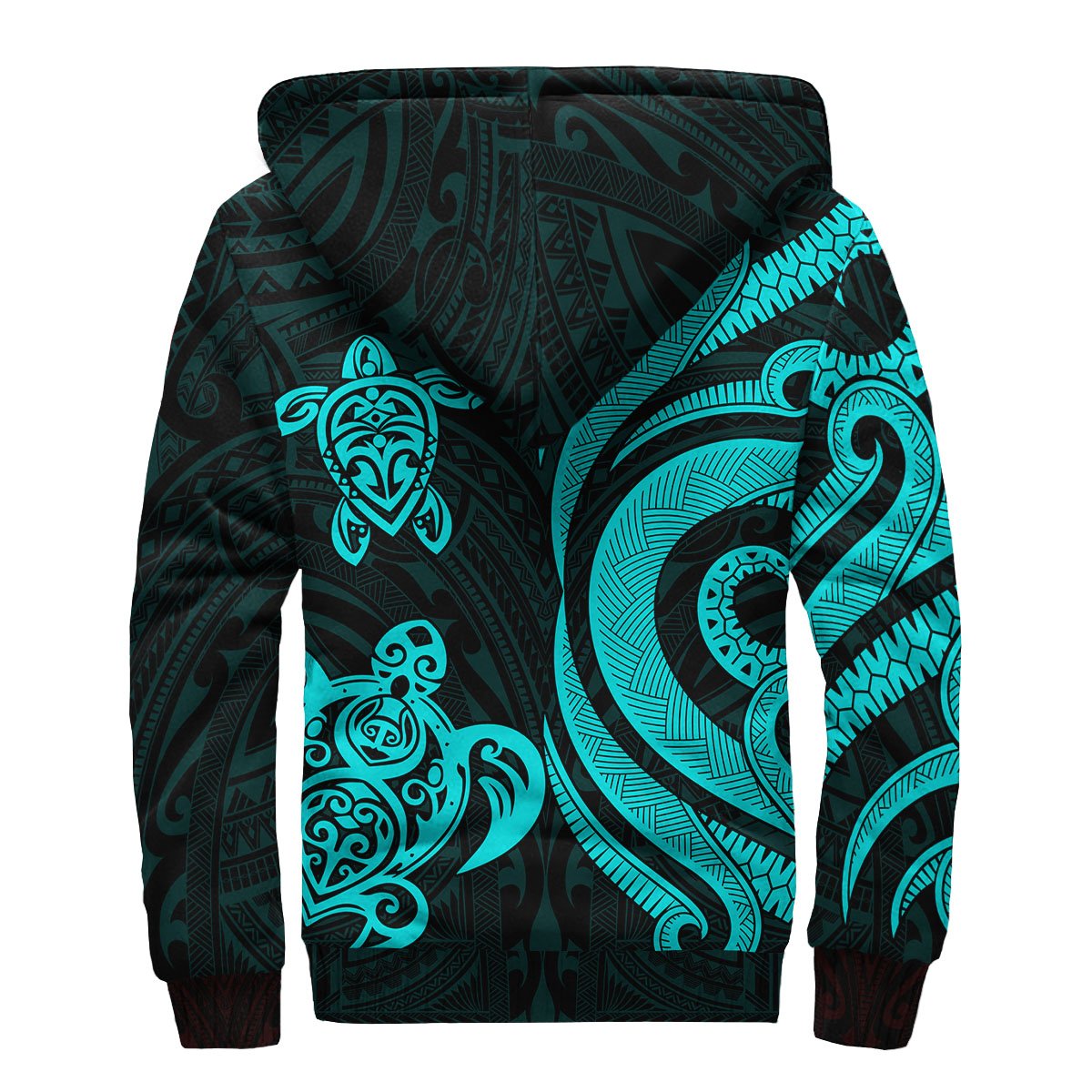 Yap Sherpa Hoodie - Turquoise Tentacle Turtle - Polynesian Pride