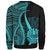 Tahiti Custom Personalised Sweatshirt - Turquoise Polynesian Tentacle Tribal Pattern - Polynesian Pride