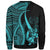 Tonga Custom Personalised Sweatshirt - Turquoise Polynesian Tentacle Tribal Pattern - Polynesian Pride