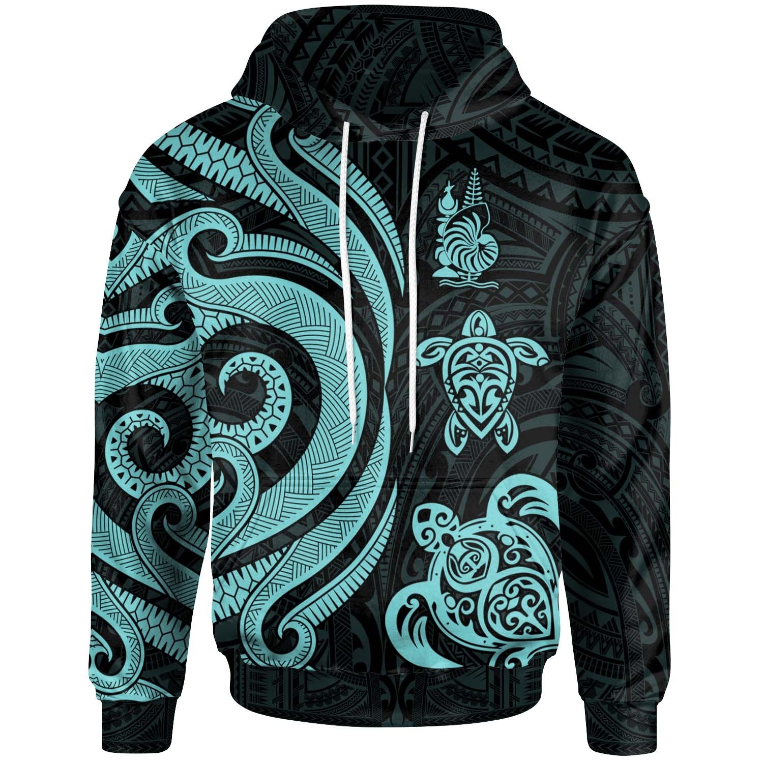 New Caledonia Hoodie Turquoise Tentacle Turtle Unisex Turquoise - Polynesian Pride