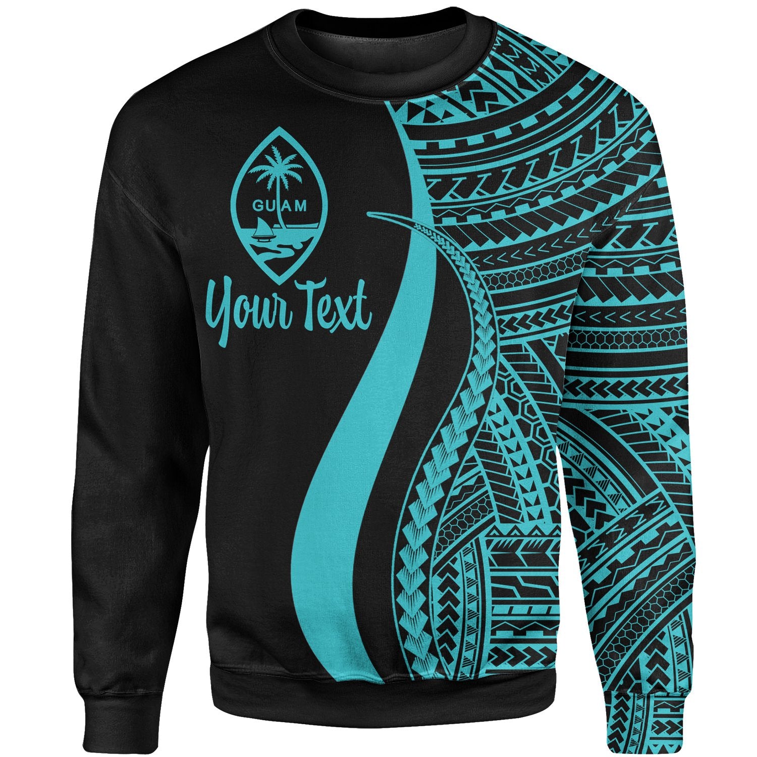 Guam Custom Personalised Sweatshirt - Turquoise Polynesian Tentacle Tribal Pattern Unisex Turquoise - Polynesian Pride