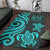 Fiji Area Rug - Turquoise Tentacle Turtle Crest - Polynesian Pride