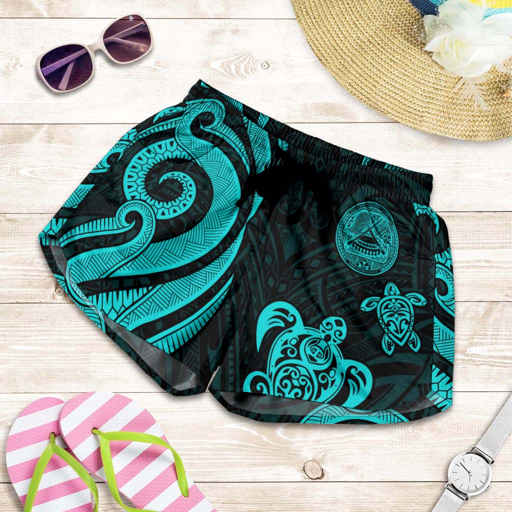 American Samoa Women's Short - Turquoise Tentacle Turtle Women Reggae - Polynesian Pride