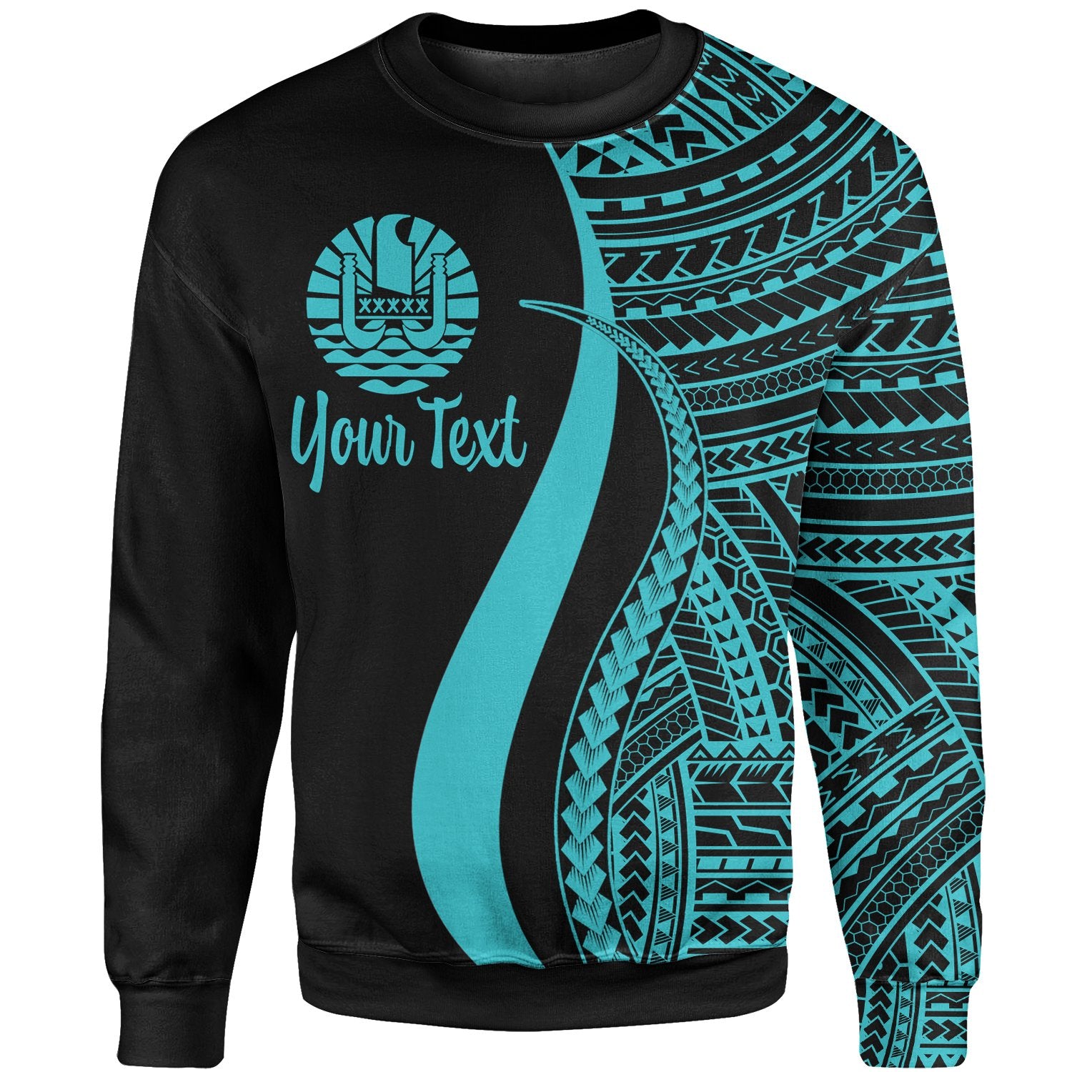 Tahiti Custom Personalised Sweatshirt - Turquoise Polynesian Tentacle Tribal Pattern Unisex Turquoise - Polynesian Pride