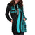 Vanuatu Women's Hoodie Dress - Turquoise Polynesian Tentacle Tribal Pattern - Polynesian Pride